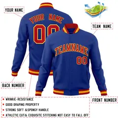 Royal Red-Gold Classic Varsity Full-Snap Letterman Jacket 4