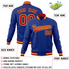 Royal Red-Gold Classic Varsity Full-Snap Letterman Jacket 4