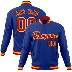 Royal Red-Gold Classic Varsity Full-Snap Letterman Jacket 1