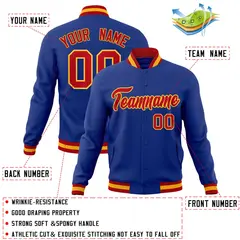 Royal Red-Gold Classic Varsity Full-Snap Letterman Jacket 4