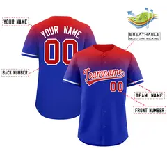 Royal Red Gradient Authentic Baseball Jersey 2