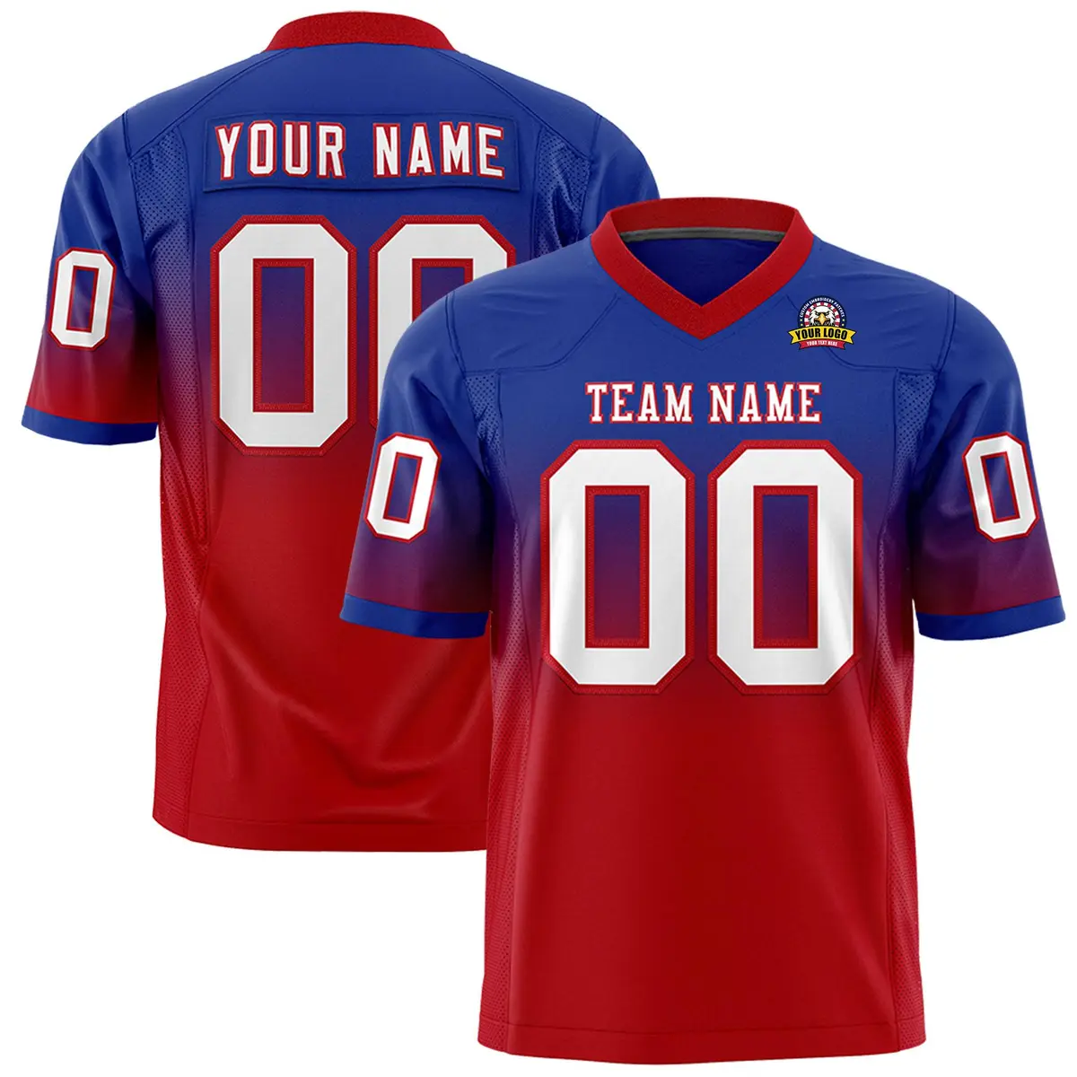 Royal Red Gradient Fashion Authentic Football Jersey