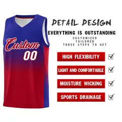 Royal Red Gradient Fashion Basketball Jersey 2