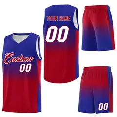 Royal Red Gradient Fashion Basketball Jersey 7
