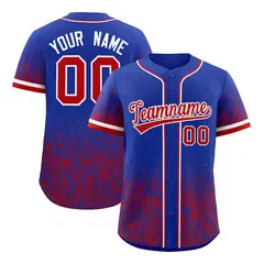 Royal Red Gradient Floral Print Full Button Baseball Jersey