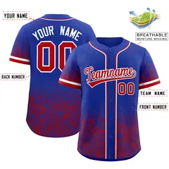 Royal Red Gradient Floral Print Full Button Baseball Jersey 2