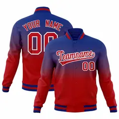 Royal Red Gradient Full-Snap Varsity Letterman Jacket