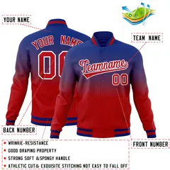 Royal Red Gradient Full-Snap Varsity Letterman Jacket 2