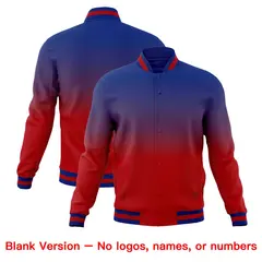 Royal Red Gradient Full-Snap Varsity Letterman Jacket 7