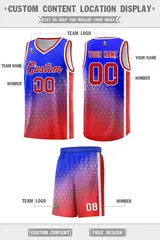 Royal Red Gradient Irregular Shapes Pattern Basketball Jersey 2