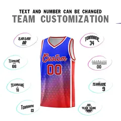 Royal Red Gradient Irregular Shapes Pattern Basketball Jersey 3