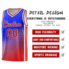 Royal Red Gradient Irregular Shapes Pattern Basketball Jersey 4