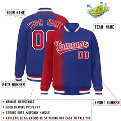 Royal Red Gradient Pinstripe Varsity Full-Snap Letterman Baseball Jacket 2
