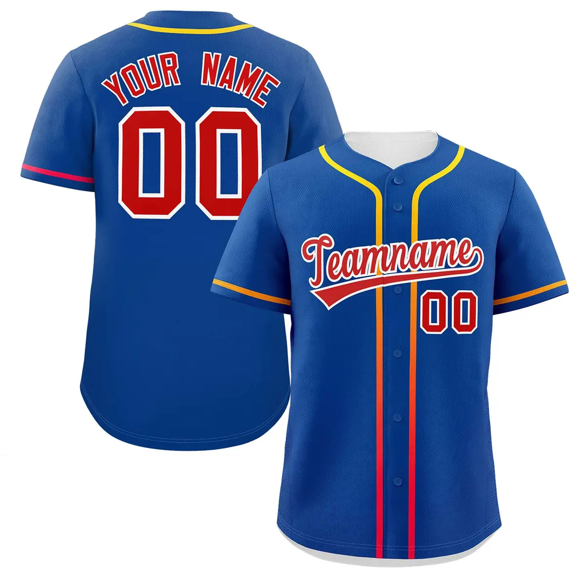 Royal Red Gradient Ribbed Authentic Baseball Jersey
