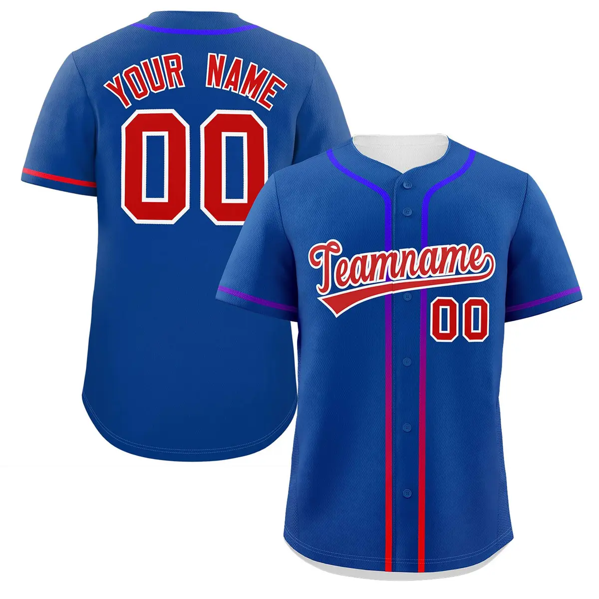 Royal Red Gradient Ribbed Authentic Baseball Jersey