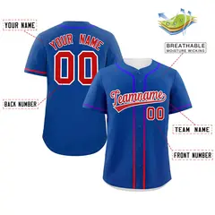 Royal Red Gradient Ribbed Authentic Baseball Jersey 2