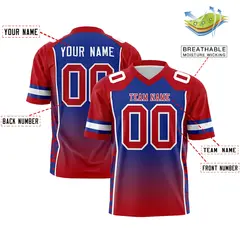 Royal Red Gradient Side Pattern Authentic Football Jersey 2