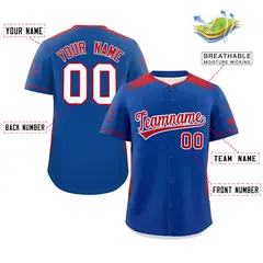 Royal Red Gradient Side Star Pattern Baseball Jersey 2