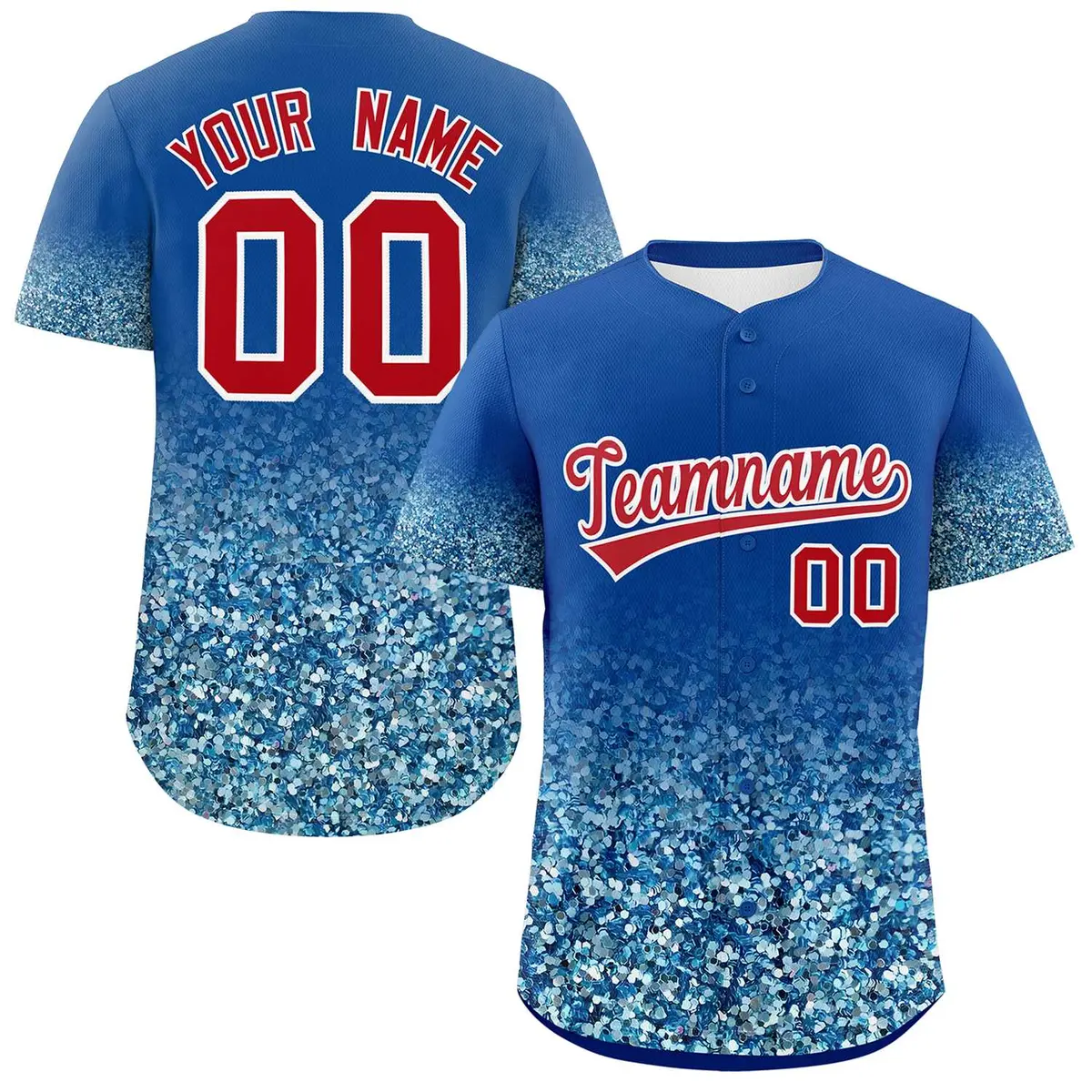 Royal Red Gradient Sparkle-Effect Authentic Baseball Jersey