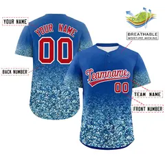 Royal Red Gradient Sparkle-Effect Authentic Baseball Jersey 2