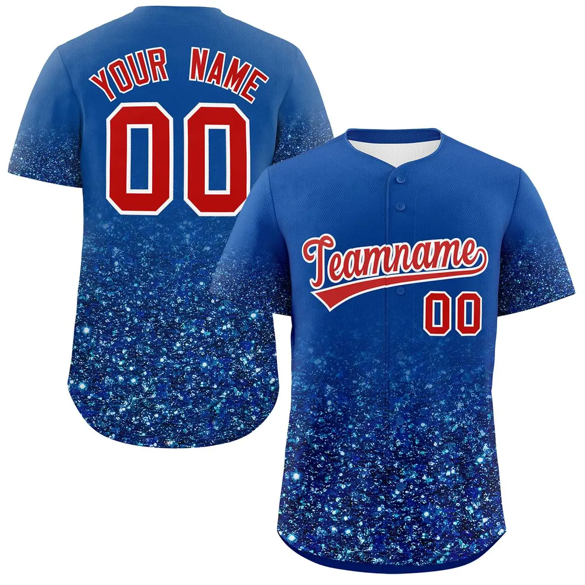 Royal Red Gradient Sparkle-Effect Authentic Baseball Jersey