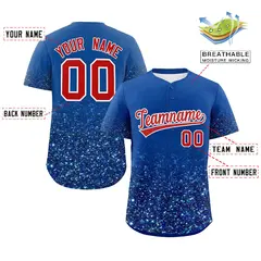 Royal Red Gradient Sparkle-Effect Authentic Baseball Jersey 2