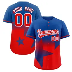 Royal Red Gradient Star Graffiti Authentic Baseball Jersey 1