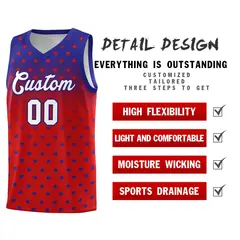 Royal Red Gradient Star Pattern Basketball Jersey Sets 2