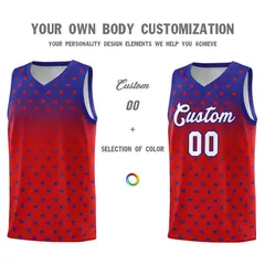 Royal Red Gradient Star Pattern Basketball Jersey Sets 3