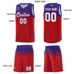 Royal Red Gradient Star Pattern Basketball Jersey Sets 5