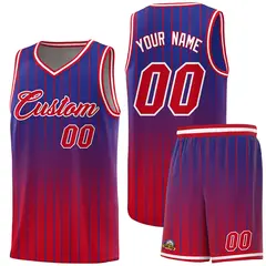 Royal Red Gradient Stripe Basketball Jersey 1