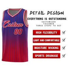 Royal Red Gradient Stripe Basketball Jersey 2