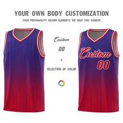 Royal Red Gradient Stripe Basketball Jersey 3