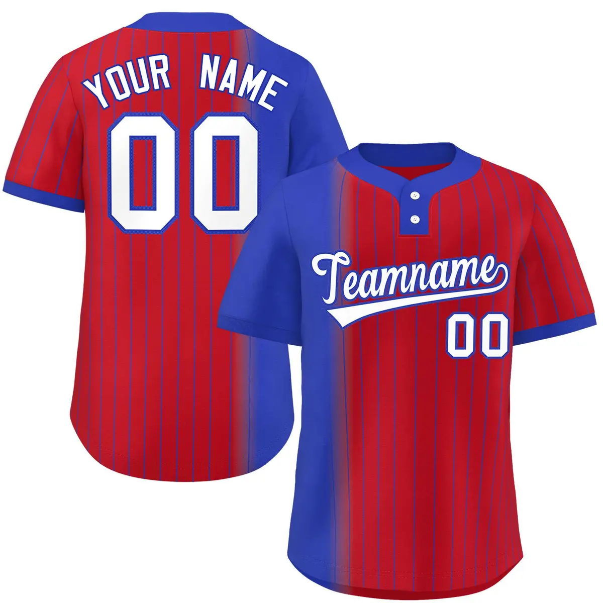 Royal Red Gradient Stripe Two-Button Softball Jersey
