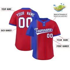 Royal Red Gradient Stripe Two-Button Softball Jersey 2