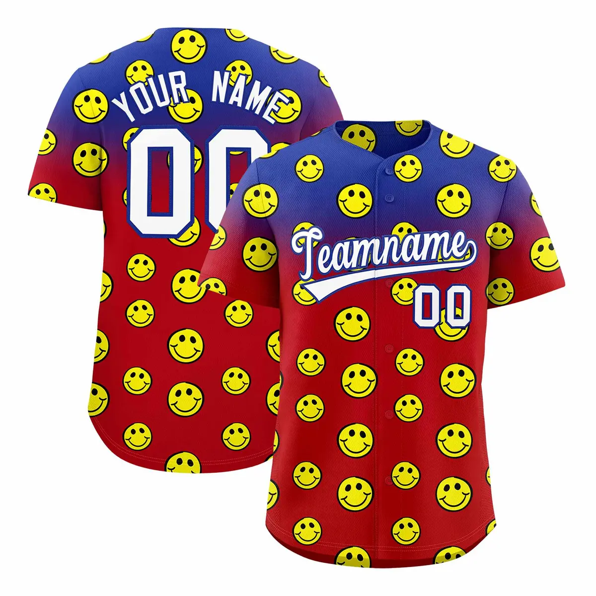 Royal Red Graffiti Gradient Smile Baseball Jersey