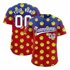 Royal Red Graffiti Gradient Smile Baseball Jersey 1