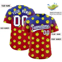Royal Red Graffiti Gradient Smile Baseball Jersey 2