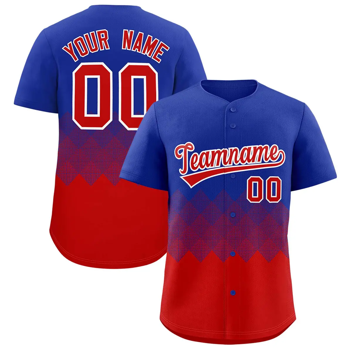 Royal Red Grid Blur Pattern Baseball Jersey