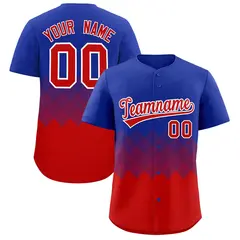 Royal Red Grid Blur Pattern Baseball Jersey 1