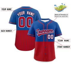 Royal Red Half Stripe Authentic Baseball Jersey 2