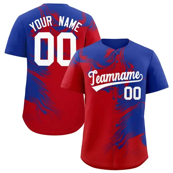 Royal Red Ink Pattern Authentic Baseball Jersey