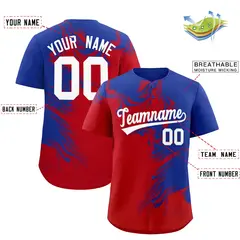 Royal Red Ink Pattern Authentic Baseball Jersey 2