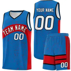Royal Red Irregular Dot Graffiti Basketball Jersey 1