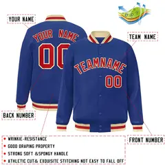 Royal Red-Khaki Classic Varsity Full-Snap Letterman Jacket 2