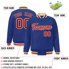 Royal Red-Khaki Classic Varsity Full-Snap Letterman Jacket 2