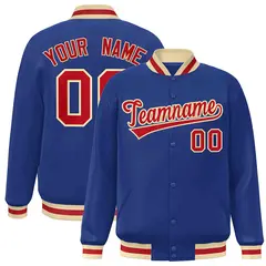 Royal Red-Khaki Classic Varsity Full-Snap Letterman Jacket 1