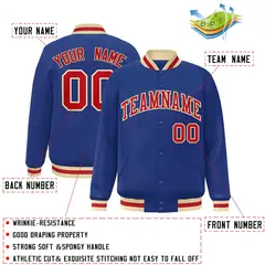 Royal Red-Khaki Classic Varsity Full-Snap Letterman Jacket 2