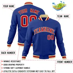 Royal Red-Khaki Classic Varsity Full-Snap Letterman Jacket 4