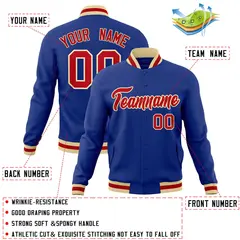 Royal Red-Khaki Classic Varsity Full-Snap Letterman Jacket 4